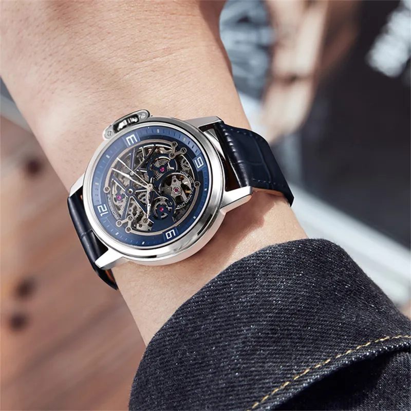ROSSINI Medallion Collection Mechanical Movement Leather Strap Watch Men's Watches Black Dial-8
