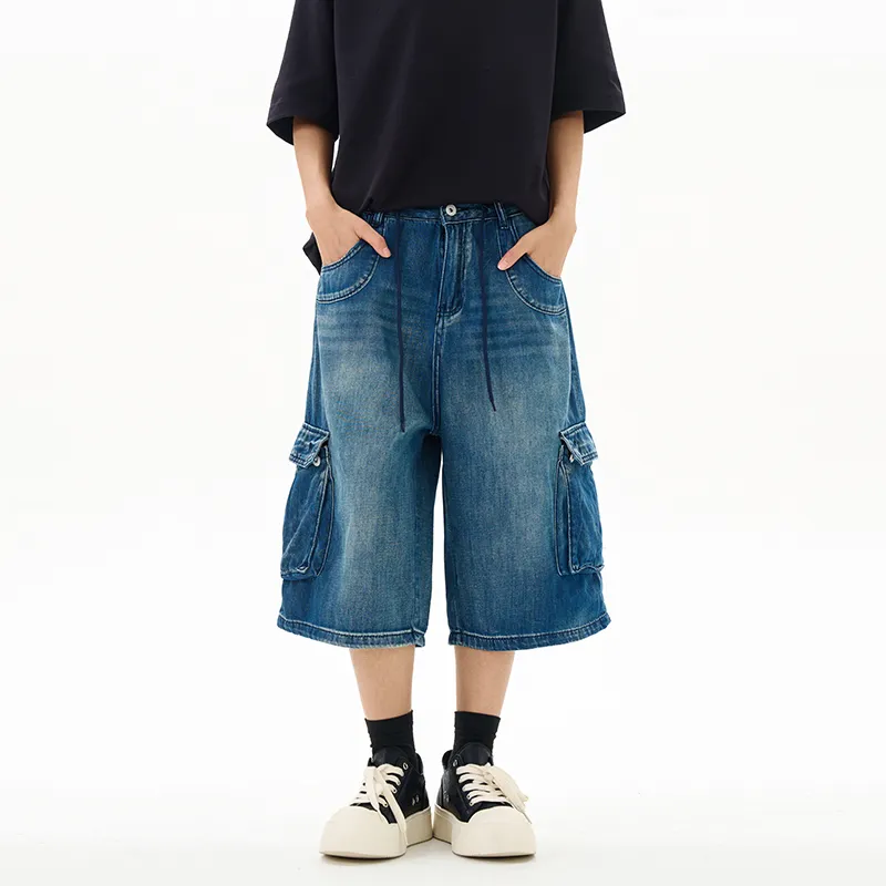 CREAZIONI LA FANTASIA E MOBILE Denim Shorts Unisex Blue-1