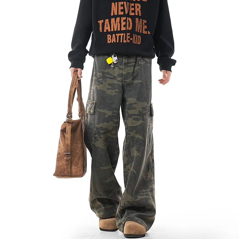 CREAZIONI LA FANTASIA E MOBILE Casual Pants Unisex Green Camouflage-3