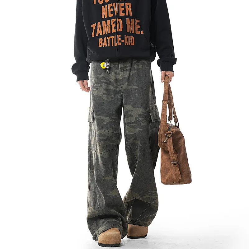CREAZIONI LA FANTASIA E MOBILE Casual Pants Unisex Green Camouflage-4