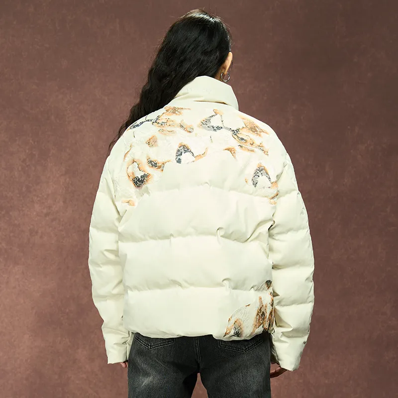 YADcrew Cropped White Duck Down Warm Down Jacket Thick Coat Unisex-2