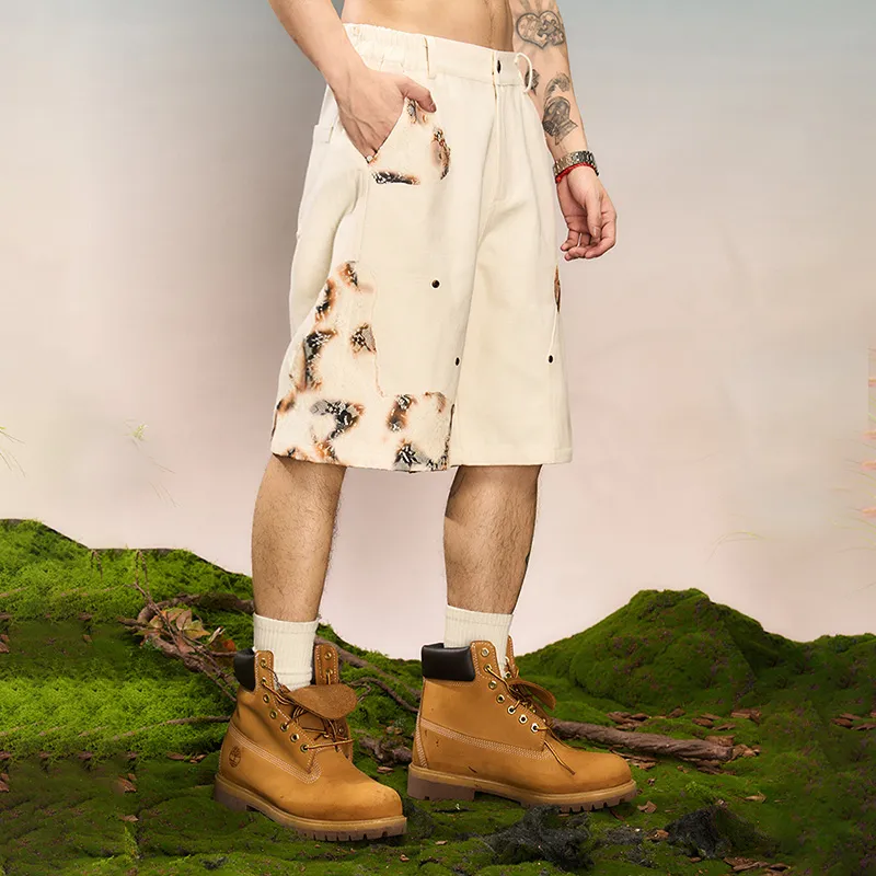 YADcrew Casual Shorts Unisex Ecru-2