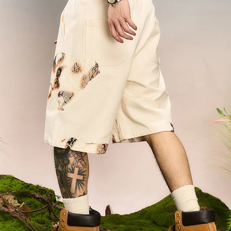 YADcrew Casual Shorts Unisex Ecru-4
