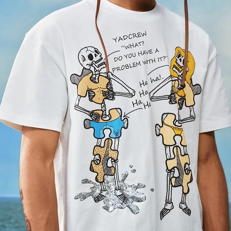 YADcrew T Shirts Men White-4