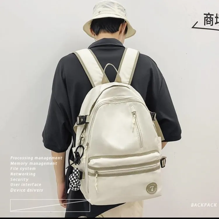 URBAN FOREST Nylon Backpack Regular Unisex Black/White/Pink/Red-10