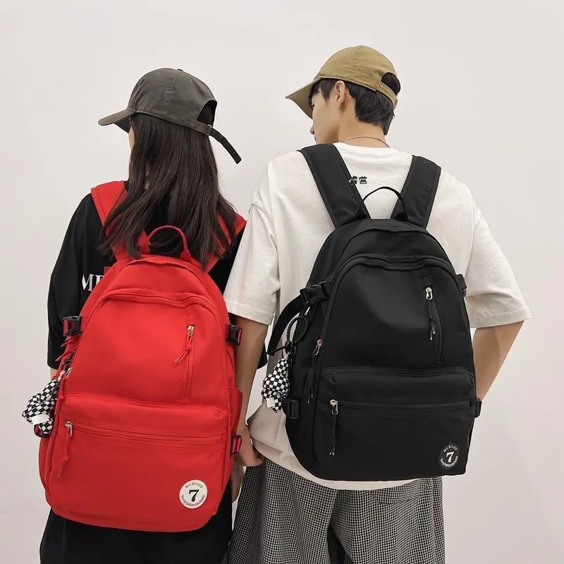 URBAN FOREST Nylon Backpack Regular Unisex Black/White/Pink/Red-4