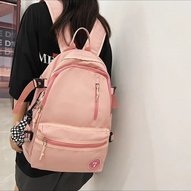 URBAN FOREST Nylon Backpack Regular Unisex Black/White/Pink/Red-6