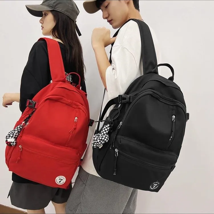 URBAN FOREST Nylon Backpack Regular Unisex Black/White/Pink/Red-3