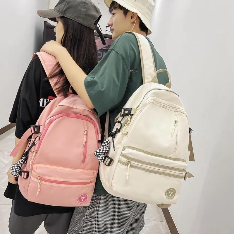 URBAN FOREST Nylon Backpack Regular Unisex Black/White/Pink/Red-8