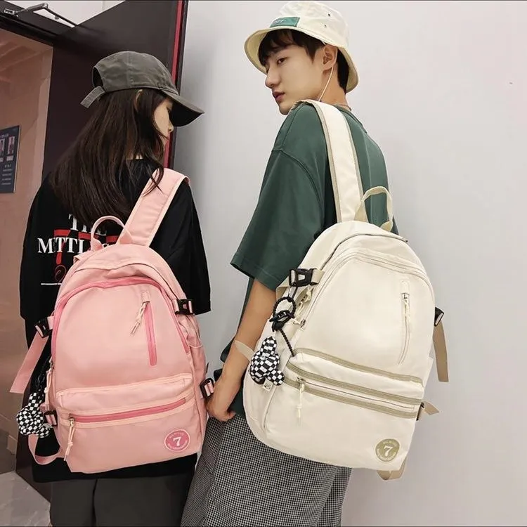 URBAN FOREST Nylon Backpack Regular Unisex Black/White/Pink/Red-7