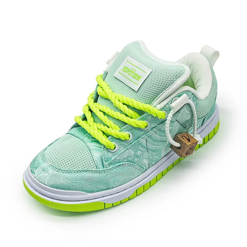 SUPSTORM Skateboard Shoes Unisex Low Top White/Green-3