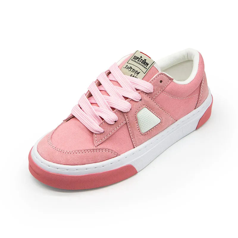 SUPSTORM Anti Slip And Wear Resistant Breathable Cushioning Low Top Canvas Shoes Unisex Pink-1