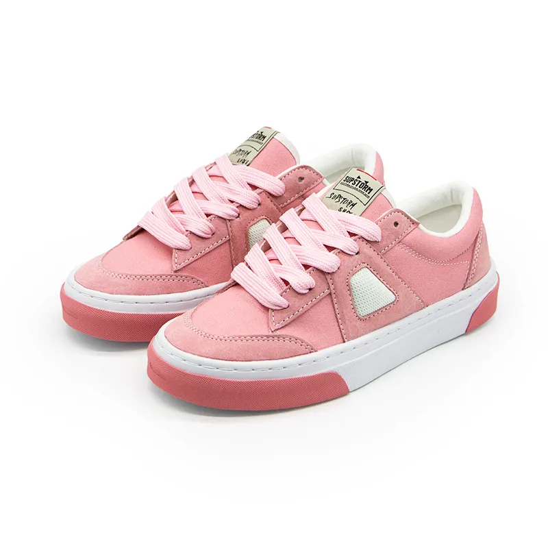 SUPSTORM Anti Slip And Wear Resistant Breathable Cushioning Low Top Canvas Shoes Unisex Pink-2