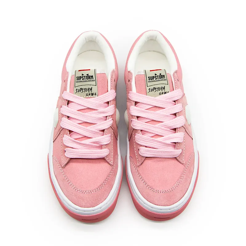 SUPSTORM Anti Slip And Wear Resistant Breathable Cushioning Low Top Canvas Shoes Unisex Pink-3