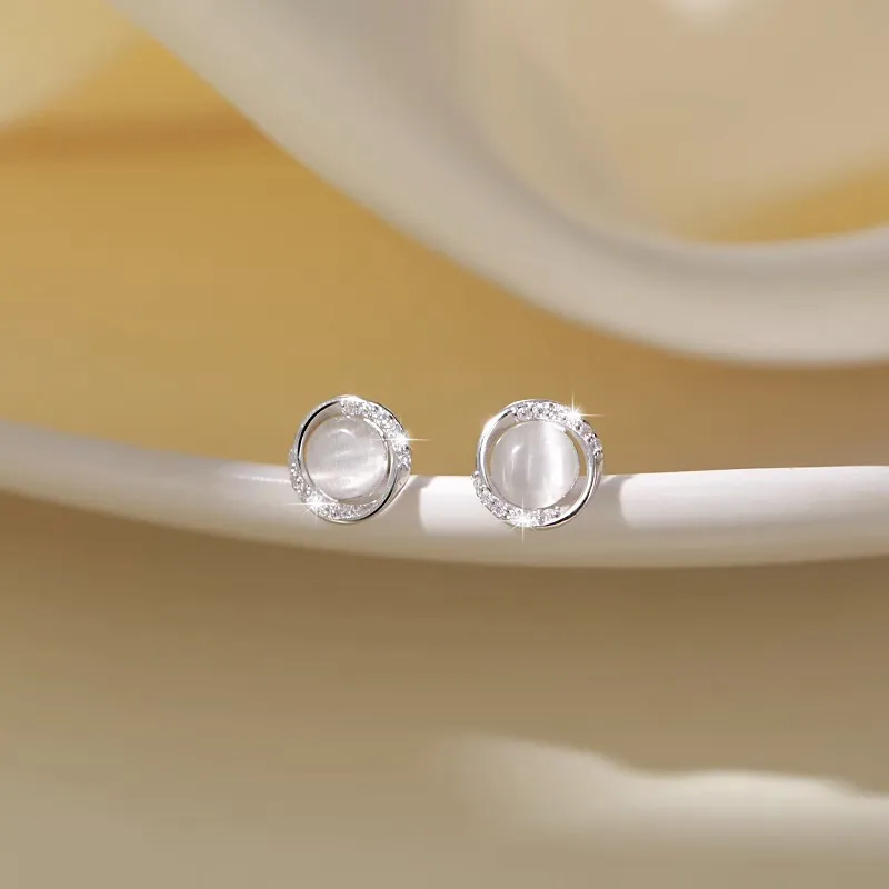 ONEKISS Gold Plated Copper Zircon Glass Stud Earrings Women's Rose Gold-2