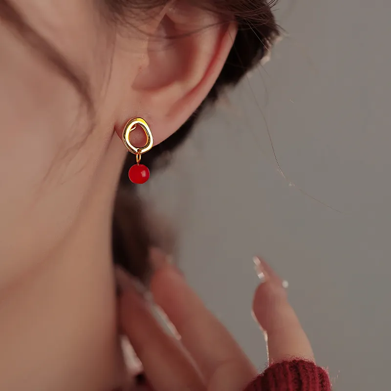ONEKISS Gold Plated Copper Glass Earrings Women's-5