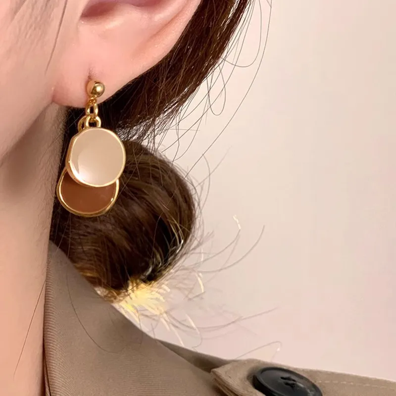 ONEKISS Gold Plated Copper Drip Glaze Earrings Women's-2