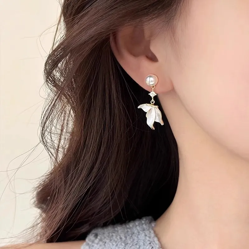 ONEKISS Gold Plated Copper Pearl Earrings Women's-7