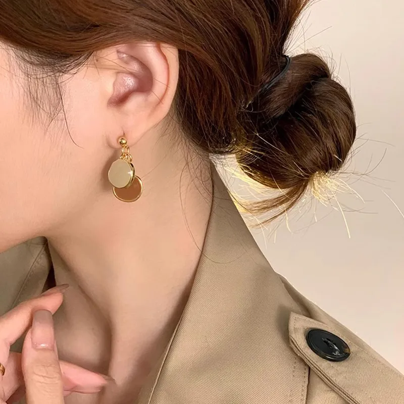 ONEKISS Gold Plated Copper Drip Glaze Earrings Women's-5