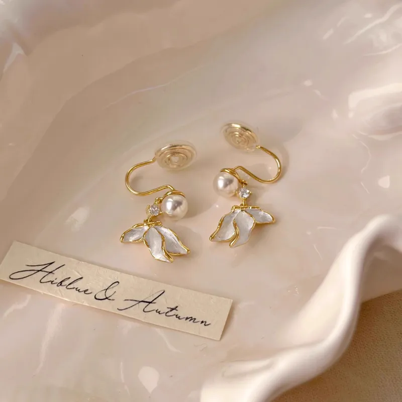 ONEKISS Gold Plated Copper Pearl Earrings Women's-5