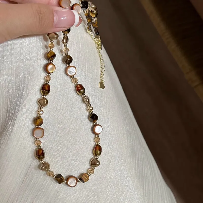 ONEKISS Gold Plated Copper Glass Necklaces Women's-5