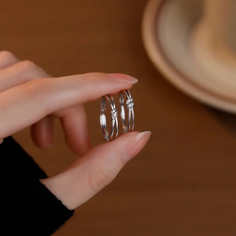 ONEKISS Zircon Couple Rings Women's-5