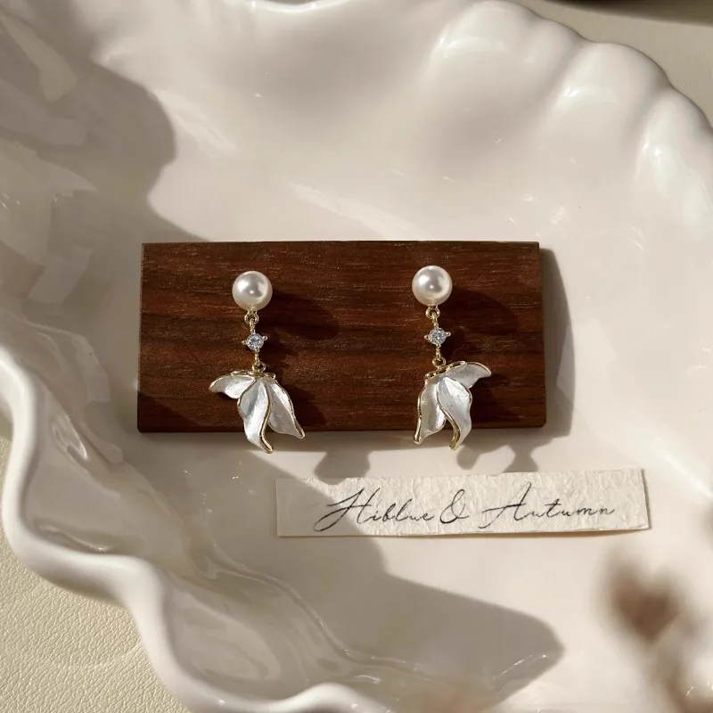 ONEKISS Gold Plated Copper Pearl Earrings Women's-8