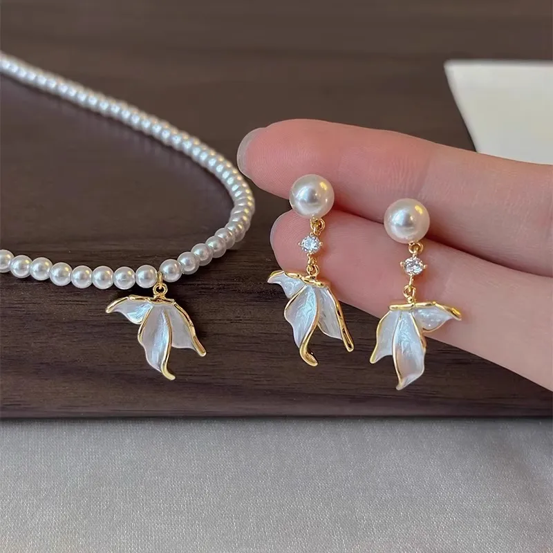 ONEKISS Gold Plated Copper Pearl Earrings Women's-3