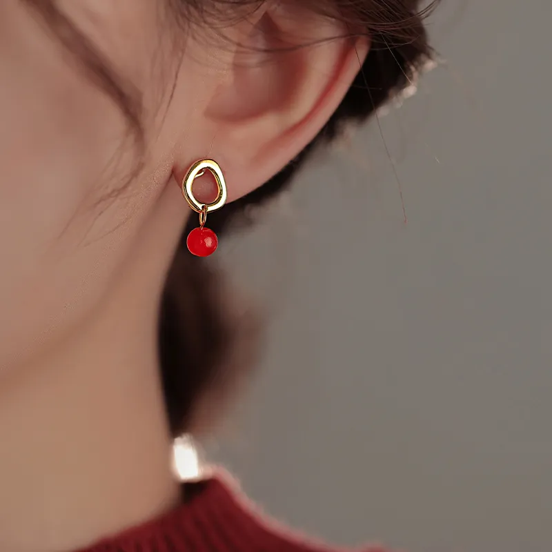 ONEKISS Gold Plated Copper Glass Earrings Women's-4