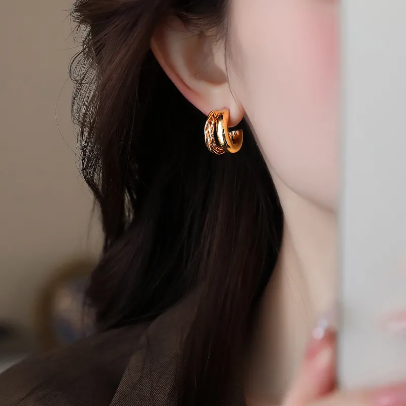 ONEKISS Gold Plated Copper Earrings Women's-11