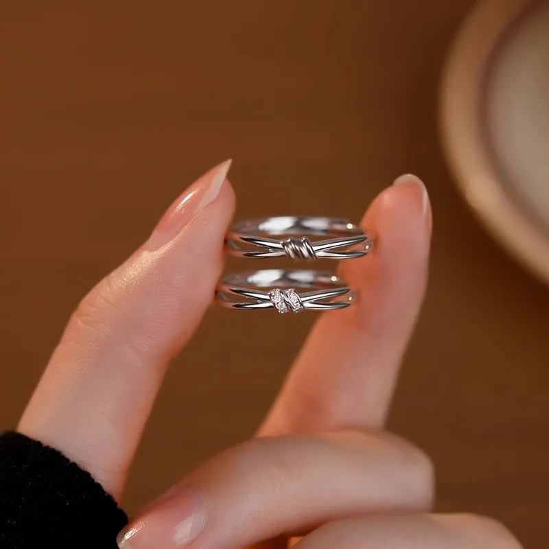 ONEKISS Zircon Couple Rings Women's-1