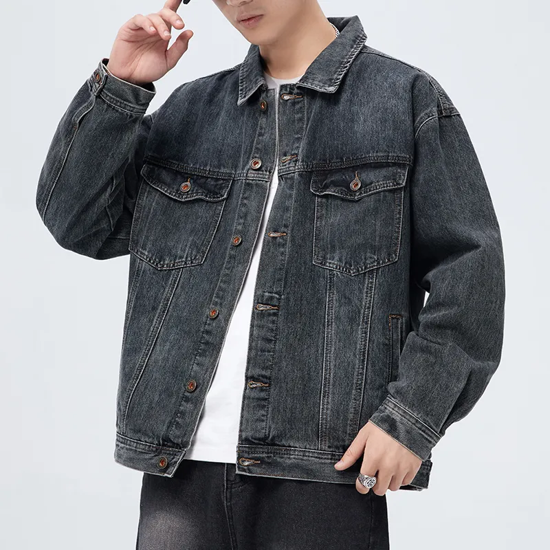 Jeep Garden Forest Horse Riding Denim Jacket Men's Black-2