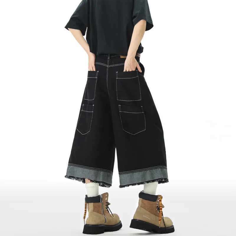 SCRM Denim Shorts Unisex Black-3