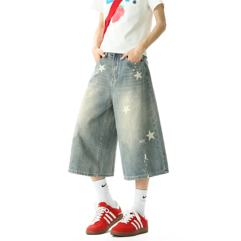 SCRM Denim Shorts Unisex Vintage Blue-1