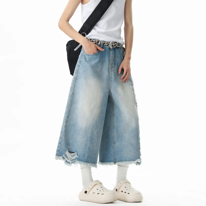 SCRM Denim Shorts Unisex Light Blue-3