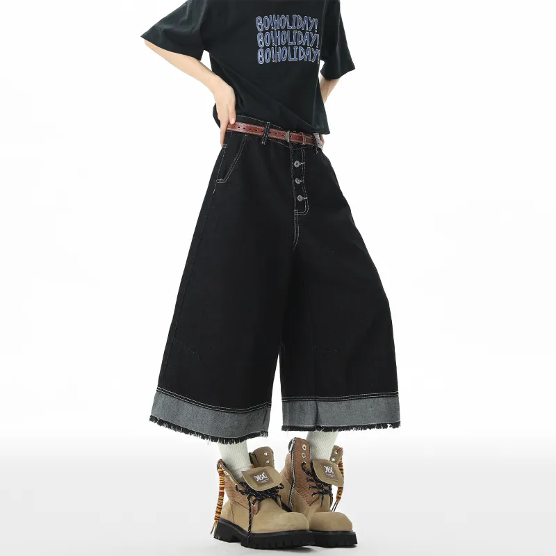 SCRM Denim Shorts Unisex Black-5