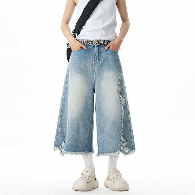 SCRM Denim Shorts Unisex Light Blue-5