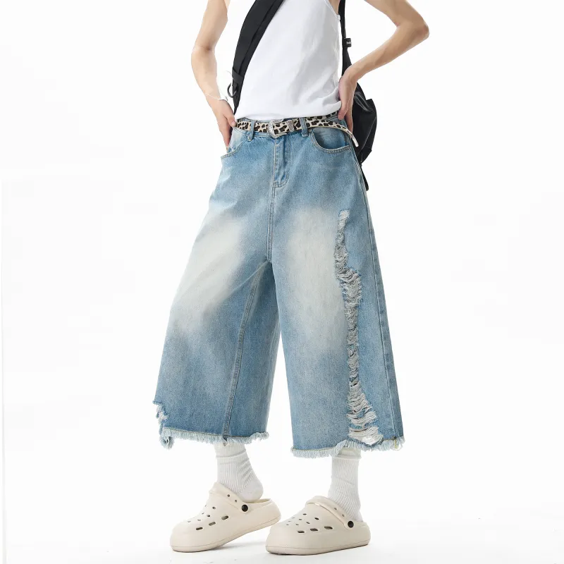 SCRM Denim Shorts Unisex Light Blue-4