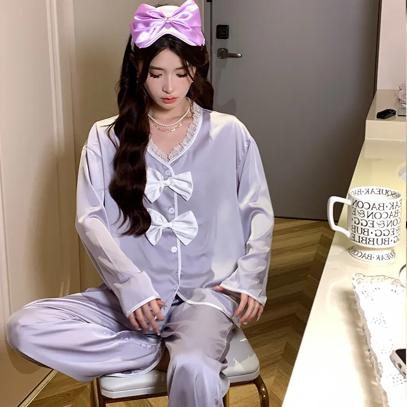 Flow Yarn Pajama Set Women's Two Piece Set Purple-8