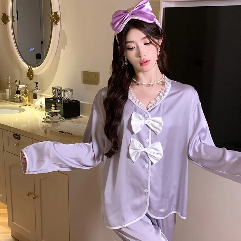 Flow Yarn Pajama Set Women's Two Piece Set Purple-4