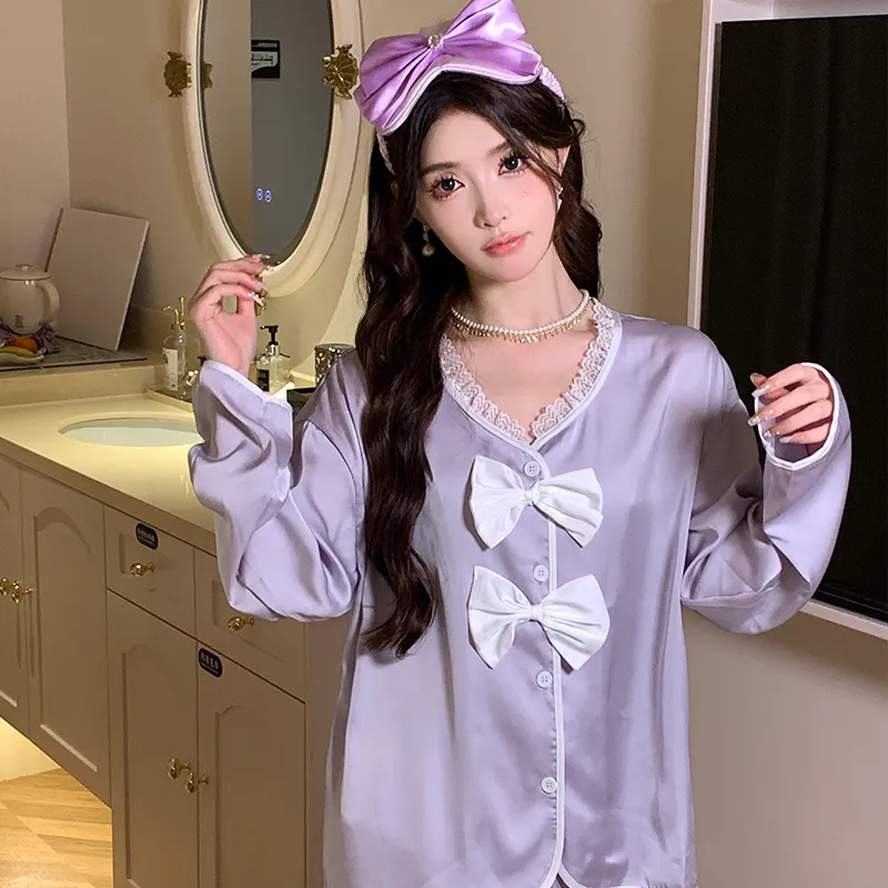 Flow Yarn Pajama Set Women's Two Piece Set Purple-7