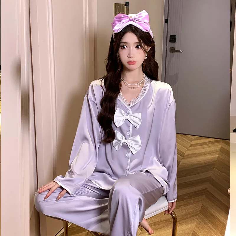 Flow Yarn Pajama Set Women's Two Piece Set Purple-3