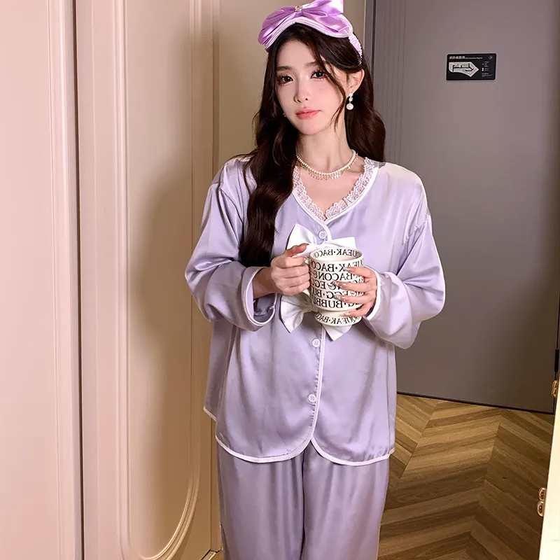 Flow Yarn Pajama Set Women's Two Piece Set Purple-6