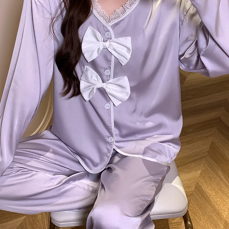 Flow Yarn Pajama Set Women's Two Piece Set Purple-1