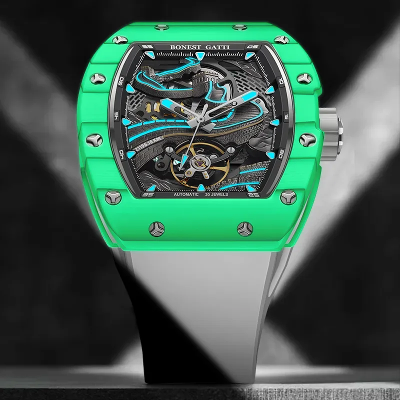 BONEST GATTI Automatic Mechanical Movement Watch Men's Watches Cut Out Dial-4