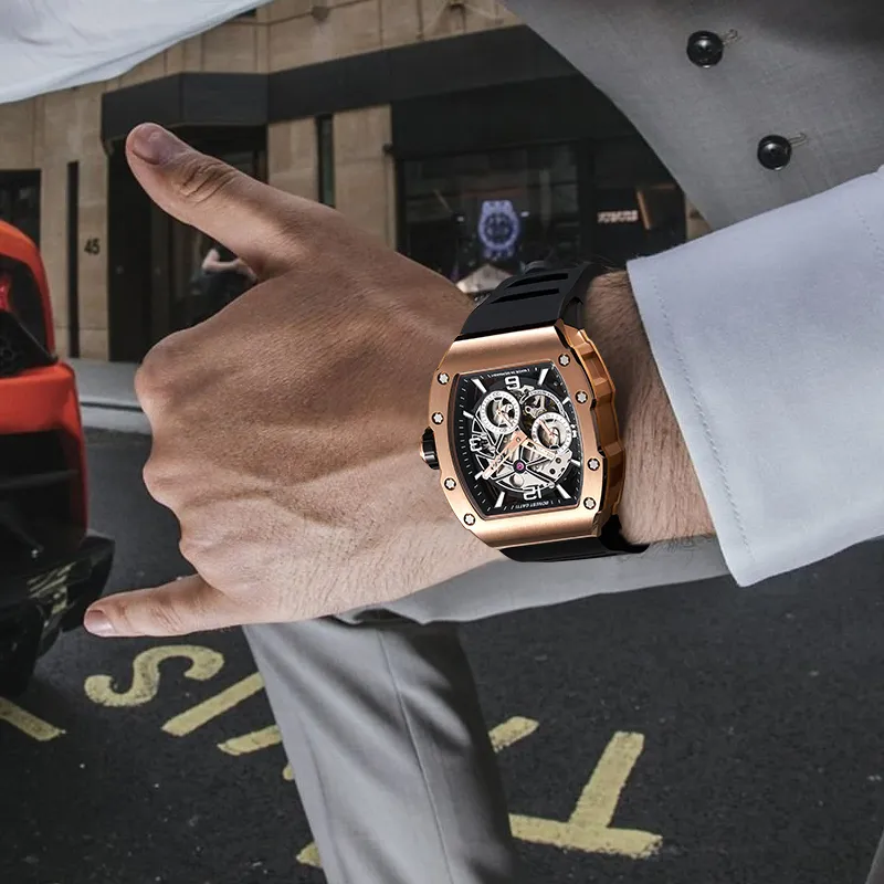 BONEST GATTI Phantom Speed Collection Automatic Mechanical Movement Watch Men's Watches Cut Out Dial-1