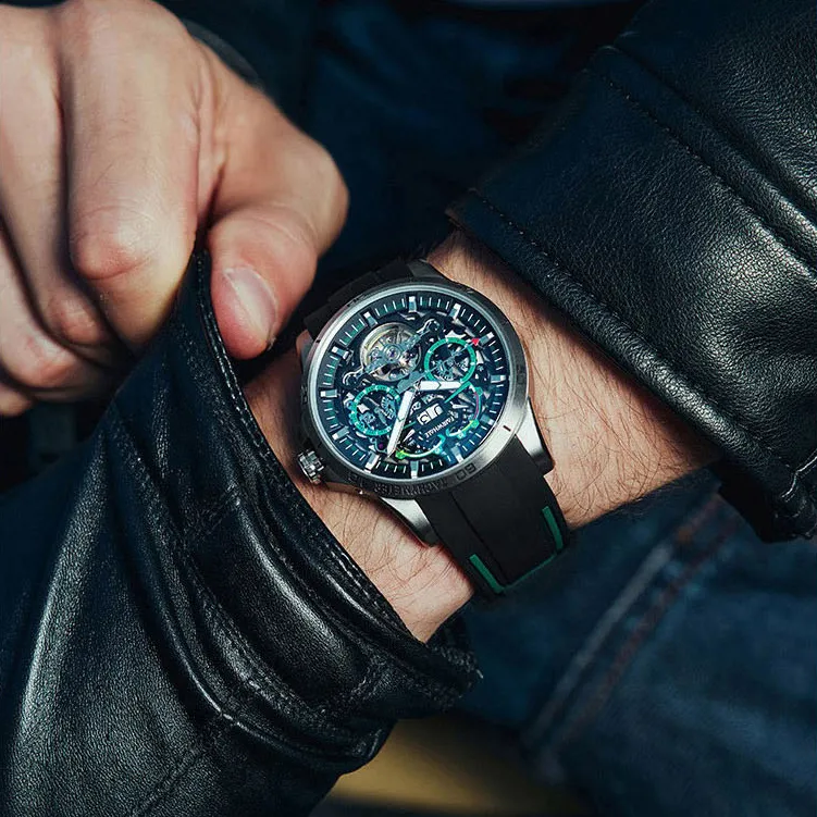 FAIRWHALE Pioneer Collection Automatic Mechanical Movement Rubber Strap Watch Men's Watches Silver Dial-4