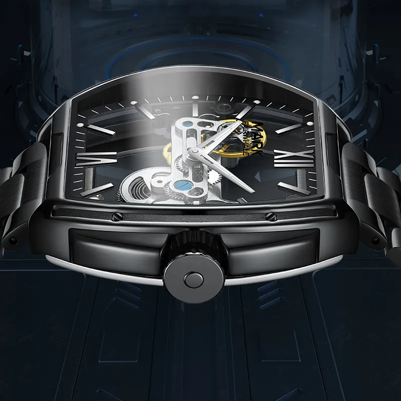 FAIRWHALE Automatic Mechanical Movement Metal Strap Watch Men's Watches White Dial-11