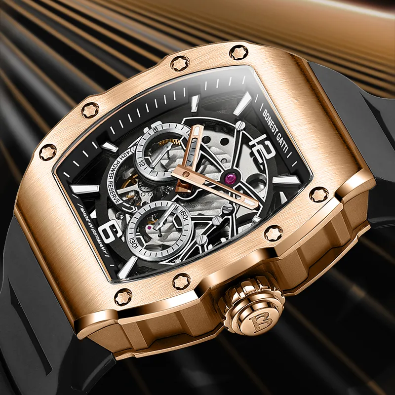 BONEST GATTI Phantom Speed Collection Automatic Mechanical Movement Watch Men's Watches Cut Out Dial-2