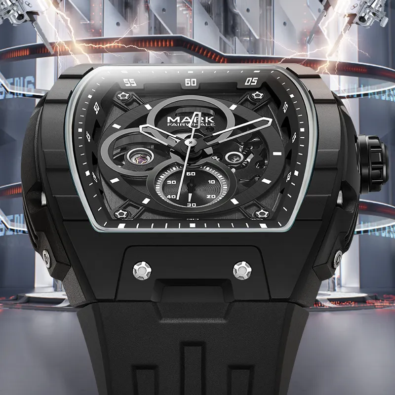 FAIRWHALE Automatic Mechanical Movement Rubber Strap Watch Men's Watches White Dial-7